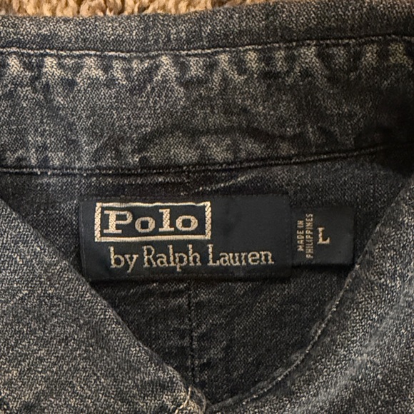 Rare Polo by Ralph Lauren Denim Blue Casual Button Up Shirt Shipyard Supply - Picture 2 of 7